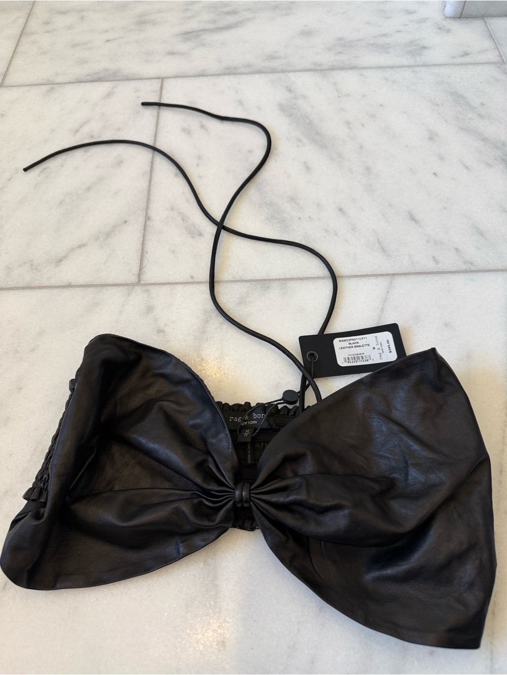 Rag & Bone Leather Twist Knot Bralette - Black M